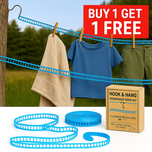 Hook & Hang Windproof Rope Kit 🪝🌬️– Nylon Lines for All-Weather Drying 🌞🏕️ | Buy 1 Get 1 FREE! 🎁